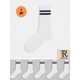 Trampler Unisex 5'li Kolej Çemberli Çorap Beyaz Tenis Çorap - 36 - 40