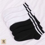 Trampler Unisex 6'lı Kısa Çemberli Kolej Patik Siyah Beyaz Çorap Siyah Beyaz