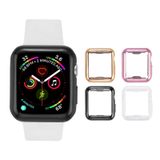 Tranesca 4 Pack 45mm Apple Watch Kılıf, Dahili HD Şeffaf Ultra İnce TPU Ekran Koruyucu Kapaklı Apple Watch Series 7 ile Uyumlu (Şeffaf+Siyah+Altın+Gül Altın)
