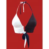 Transacoustic Siyah Beyaz Renkli Kadın Bikini Üstü Tulumlu Aksesuar Detaylı Yaz Tatili Stili - XL - Siyah - Beyaz
