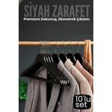 Transformacion 10'lu Lüks Siyah Elbise Ceket Askısı - Ergonomik & Kaymaz Plastik Askı Seti - Ahşap Görünümlü