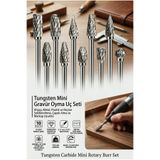 Transformacion 10'lu Mini Gravür Oyma Uç Seti - 3.17 mm Şaft Tungsten- Ahşap, Metal, Plastik ve Reçine Şekillendirme, Çapak Alma ve Matkap Uyumlu Hobi Seti 722462