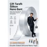 Transformacion 2 Metre Çift Taraflı Şeffaf Akrilik Silikon Nano Bant - Duvar, Halı, Otomobil İçin Çivisiz Güçlü Yapıştırıcı Montaj Bandı 715471