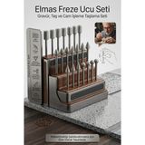 Transformacion 20 Parça Profesyonel Elmas Freze Ucu Seti - 3mm Şaft Gravür, Taş ve Cam Işleme Taşlama Seti - 20 PARCA