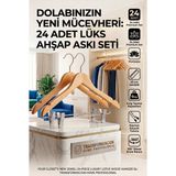Transformacion 24'lü Ahşap Takım Elbise Askısı Seti | Kıskaçlı Pantolon Askısı Kaymaz Çentikli Ceket Askılığı 723124 - Kahverengi