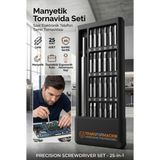 Transformacion 25 in 1 Profesyonel Manyetik Hassas Tornavida Seti, Telefon, PC, Saat, Gözlük Tamir Kiti, Çelik Uçlu 721248