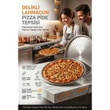 Transformacion 2'li Battal Boy Delikli Pizza Tepsisi, 36 cm Paslanmaz Çelik Lahmacun Pide Fırın Tabağı, Aile Boyu Çıtır Pişirme Seti 721315