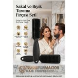 Transformacion 2'li Sakal ve Bıyık Tarama Fırçası Seti - Sakal Şekillendirici ve Bakım Fırçası - Doğal Kıl Etkili Cep Boy Sakal Tarağı Absolute Professional 719583