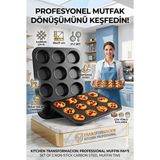 Transformacion 2'li Set 12'li Muffin Kalıbı | Karbon Çelik Yanmaz Yapışmaz Cupcake & Kek Pişirme Tepsisi 723122 - 2 LI SET
