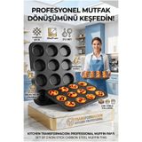Transformacion 2'li Set 12'li Muffin Kalıbı | Karbon Çelik Yanmaz Yapışmaz Cupcake & Kek Pişirme Tepsisi 723122