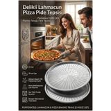 Transformacion 2'li Set Delikli Pizza Tepsisi, 28cm Paslanmaz Çelik Lahmacun Pide Tabağı, Orta Boy Çıtır Pişirme İkilisi 721314