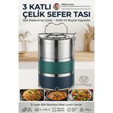 Transformacion 3 Katlı Sefer Tası Vakumlu Sızdırmaz Yemek Taşıma Kabı 16 cm Termos Beslenme Kutusu 19/10 SUS 304 Paslanmaz Çelik 723759