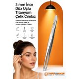 Transformacion 3 mm İnce Düz Uçlu Cımbız Titanyum Çelik Profesyonel Kaş Tasarım, Batık ve Hassas Epilasyon Cımbızı 721243