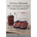 Transformacion 36 Parça Profesyonel Bits Tornavida Ucu Seti - S2 Cr-V Çelik Tornavida Uçları, Hızlı Değiştirme Aparatı ve Lokma Tutucu Dahil Kompakt Plastik Kutulu Bits Seti 723379 - 001-Renkli - 36 PARCA