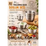 Transformacion 3'lü Çelik Mini Sosluk Seti 6x3.5 cm Reçellik Kahvaltılık Patates Sos Kabı Joker Çerezlik Mezelik Paslanmaz 723451 - 3 LU MINI SET