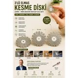 Transformacion 3lü Elmas Kesme Diski Seti 22MM - Mini Gravür Matkap Ucu Cam Seramik Taş Ahşap Plastik Kesici Testere Bıçağı Mandrel Başlıklı Hassas Hobi Oyma Aşındırma Disk Seti 723542 - TIRTIKLI