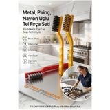 Transformacion 3'lü Mini Tel Fırça Seti | Pas Sökücü, Derz ve Ocak Temizleyici Metal, Pirinç, Naylon Uçlu Detay Fırçası 720639