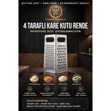 Transformacion 4 Taraflı Kare Kutu Rende 18/10 304 Paslanmaz Çelik, 23x10x10 cm, 210 g, Bulaşık Makinesinde Yıkanabilir
