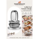 Transformacion 4lü Oval Sunum Tabağı Çerezlik Mezelik Lokumluk Sosluk, Kayık Tasarım Paslanmaz Çelik Kahve Yanı İkramlık Kase, Aynalı Parlak Metal Sofra Düzenleyici 723330
