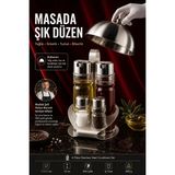 Transformacion 4'lü Paslanmaz Çelik Stantlı Içi Cam Yağlık Sirkelik Tuzluk Biberlik Seti Menaj Takımı 723501 - Nolan