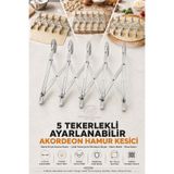 Transformacion 5 Tekerlekli Ayarlanabilir Akordeon Hamur Kesici Mantı Erişte Kesme Ruleti Profesyonel Paslanmaz Çelik Pasta Şerit Dilimleyici Bıçak Mantı Matik Pizza Kesici 723414