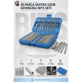 Transformacion 50 Parça Ekstra Uzun 75MM Güvenlikli Bits Tornavida Ucu Seti - Cr-V Uçlar, Torx, Alyen, Çatal Başlı Uzatma Aparatlı Tamir Kiti 723510