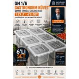 Transformacion 6 ADET GN 1/6 Polikarbonat Gastronorm Küvet Şeffaf Kapaklı Saklama Kabı 1.53 Lt Endüstriyel Sos Garnitür Küveti 723548