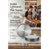 Transformacion 6 Lı Paslanmaz Çelik Pizza-Lahmacun Tepsisi – Delikli Tasarım ile Mükemmel Pişirme 28 cm 722230