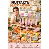 Transformacion 6 Parça Paslanmaz Çelik Mutfak Hazırlık Seti Pratik Sebze Meyve Soyacağı Pizza Hamur Kesici Rulet Rende Silikon Fırça Spatula 723765