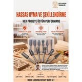 Transformacion 6'lı Ahşap Oyma Freze Ucu Seti 6mm Şaftlı Kalıpçı Taşlama Matkap Uyumlu Karbon Çelik Döner Kesme Çapak Eğe Gravür Hobi Takımı 723527