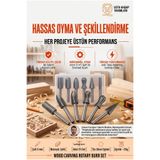 Transformacion 6'lı Ahşap Oyma Freze Ucu Seti 6mm Şaftlı Kalıpçı Taşlama Matkap Uyumlu Karbon Çelik Döner Kesme Çapak Eğe Gravür Hobi Takımı 723527