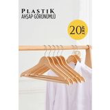 Transformacion 720521 Ahşap Görünüm 20 Adet Krem Plastik Askı