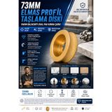 Transformacion 73mm Elmas Profil Taşlama Diski Mermer Granit Seramik Yarım Balıksırtı Oval Pah Kırma Çarkı Spiral Matkap Uyumlu Vakumlu Lehimli Profil Taşı 20mm İç Delik Pürüzsüz Kenar Şekillendirme Aparatı 723573