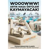 Transformacion 8'li Set Masa Örtüsü Mandalı Sabitleyici Klips , Yaylı Pratik Piknik Bahçe Parti Masası Tutucu 718290 - 10 x 10 cm - Beyaz