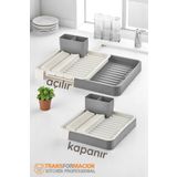 Transformacion Açılır-kapanır Bulaşıklık - Bulaşık Durulama Sepeti Tabaklık Bulaşık Kurutmalık Gri