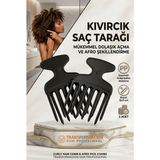 Transformacion Afro Perma Tarağı 2 Parça Kıvırcık Saçlar İçin Dolaşık Açıcı Plastik Malzeme - Siyah
