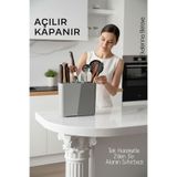 Transformacion Akıllı Sürgülü Bıçaklık Ve Kaşıklık Organizeri - Ayarlanabilir Tezgah Üstü Mutfak Düzenleyici 722573 Grı+Antrasıt 21 X 19