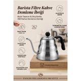 Transformacion Barista Filtre Kahve Demleme İbriği 1 Litre (1000 ml) - Hassas Akışlı Gooseneck Drip Kettle V60 Kahve Demleme Demliği Bulut Tasarım Paslanmaz Çelik 723402