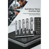 Transformacion Buji Sökme Takma Anahtarı Seti - 5 Parça Tork Barlı Chrome Vanadium Lokma Takımı (8-17 mm) - Motor Bakım ve Oto Tamir Aletleri 721800
