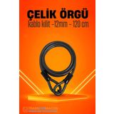 Transformacion Çelik Örgü Kablo Kilit 12mm 120 cm Bisiklet Kilidi Motosiklet Kilidi Eşya Garaj Kilidi 721730