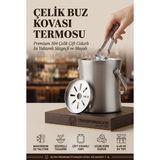 Transformacion Çift Cidarlı Isı Yalıtımlı Buz Kovası Termosu 1.3 L - Premium 304 Paslanmaz Çelik Süzgeçli ve Maşalı Profesyonel Bar ve Ev Tipi Endüstriyel Kumlama Lüks Buzluk 723393