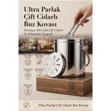Transformacion Çift Cidarlı Isı Yalıtımlı Buz Kovası Termosu 1 L - Ultra Parlak Süzgeçli Profesyonel Ev ve Bar Tipi Parlak Buzluk 723394