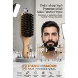 Transformacion Doğal Ahşap Saplı Premium At Kılı Sakal Tarama Fırçası - Erkek Bakım ve Şekillendirme Tarağı, Sakal Altı Peeling ve Masaj Etkili Profesyonel Berber Tipi Sakal Fırçası 721410