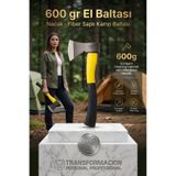 Transformacion El Baltası, Fiber Saplı Kamp Baltası, Sarı, 36 cm, Fiberglas Sap, Karbon Çelik Ağız, 600 gr, Kamp ve Odun Yarma için