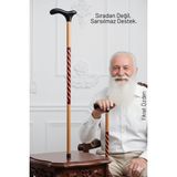 Transformacion El İşçiliği Ahşap Baston - 93 cm Özel İşlemeli, Ergonomik Derbi Başlıklı Şık ve Dayanıklı Yürüme Desteği 714476
