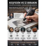Transformacion Elektrikli Gravür Kalemi 220V 25W Hassas Ayarlı Cam Metal Ahşap Deri Taş Oyma Yazı Kazıma Markalama Cihazı Hobi Seti 722491 - EGRI UCLU