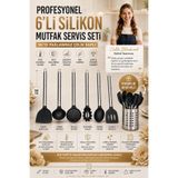 Transformacion Endüstriyel 18/10 Paslanmaz Çelik Saplı 6 Parça Silikon Mutfak Servis Seti 34 cm Kaşıklık Hediyeli 723564