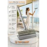 Transformacion Fırçalı Ve Silikon Uçlu Cam Sil Çekçek 2 Yönlü Temizlik Fırçası – 35X22 Cm | Süpürme Ve Sıyırma Fonksiyonlu | Ergonomi