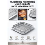 Transformacion Fırın Içi Airfryer Sepeti ve Damlama Tepsisi Seti Fırın Tepsisi Hava Kızartma Sepeti Fırın Tipi Çıtır Sebze Tavuk Patates Kızartma Rafı 25X25 cm 304 Paslanmaz Çelik Inox 723429