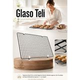 Transformacion Glaso Teli 40X25 cm - Paslanmaz Yapışmaz Siyah Fırın ve Kek Soğutma Standı, Çikolata Izgarası, Çıtır Kurabiye ve Pasta Dinlendirme Aparatı, 1.1 cm Ayaklı 723433